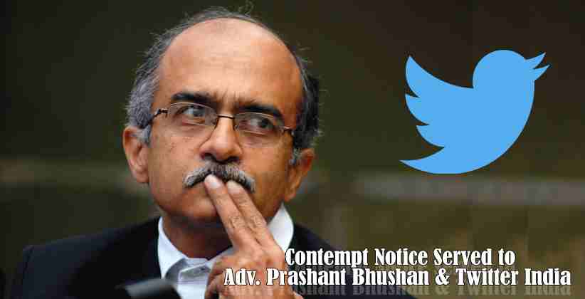 Contempt Notice Served Prashant Bhushan Twitter India