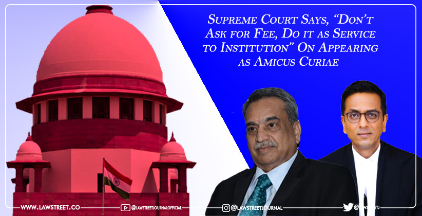 Supreme Court Says, “Don’t Ask for Fee, Do it as Service to Institution” On Appearing as Amicus Curiae 