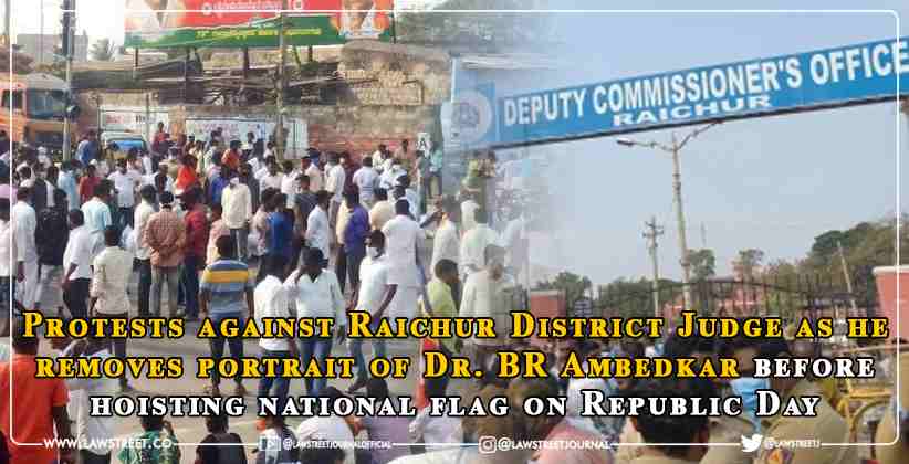 Protests against Raichur District Judge Ambedkar Republic Day