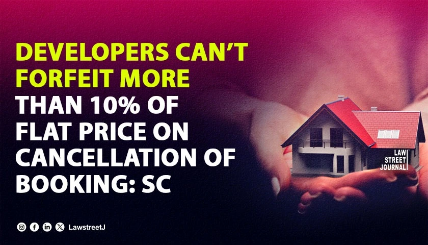 One sided agreement cant be relied upon to forfeit beyond 10 percent of flat price on cancellation SC