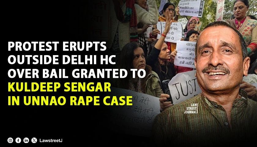 Protest Erupts Outside Delhi HC Over Bail Granted to Kuldeep Sengar in Unnao Rape Case