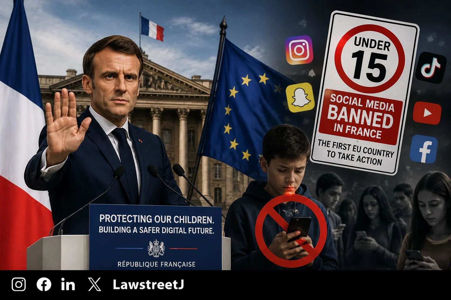 France Becomes First EU Country to Ban Social Media for Under-15s