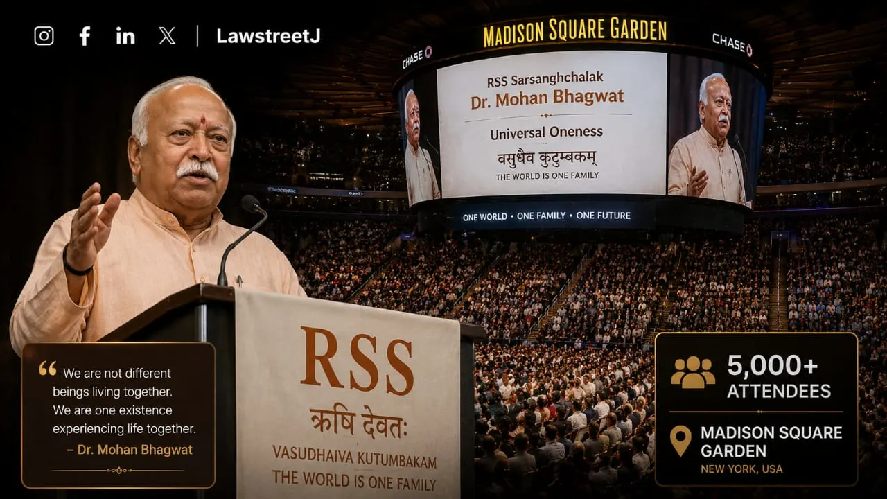 RSS Chief Mohan Bhagwat Addresses 5,000 at Madison Square Garden on Universal Oneness