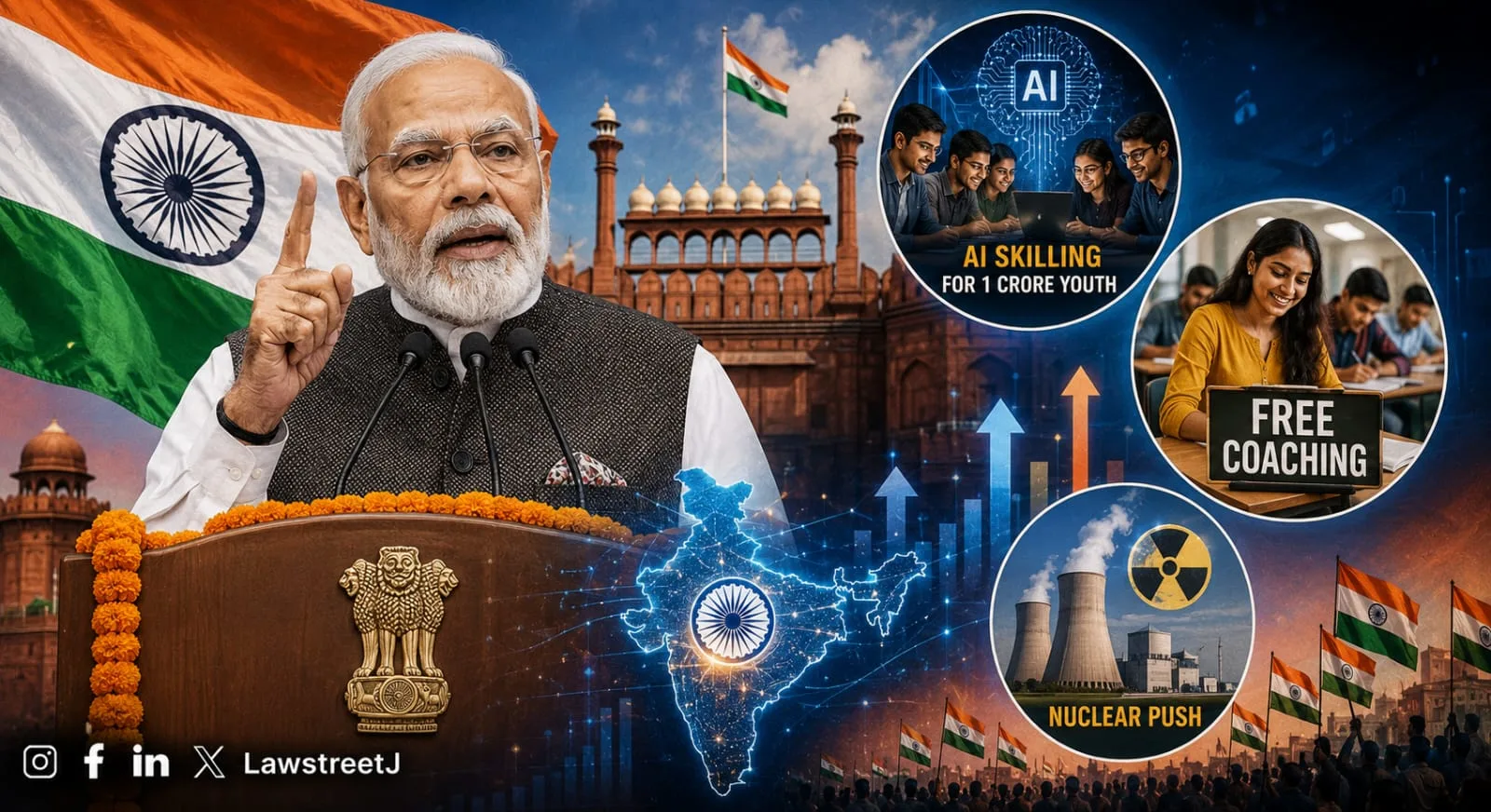PM Modi's 80th Independence Day Speech: AI Skilling for 1 Crore Youth, Free Coaching, Nuclear Push