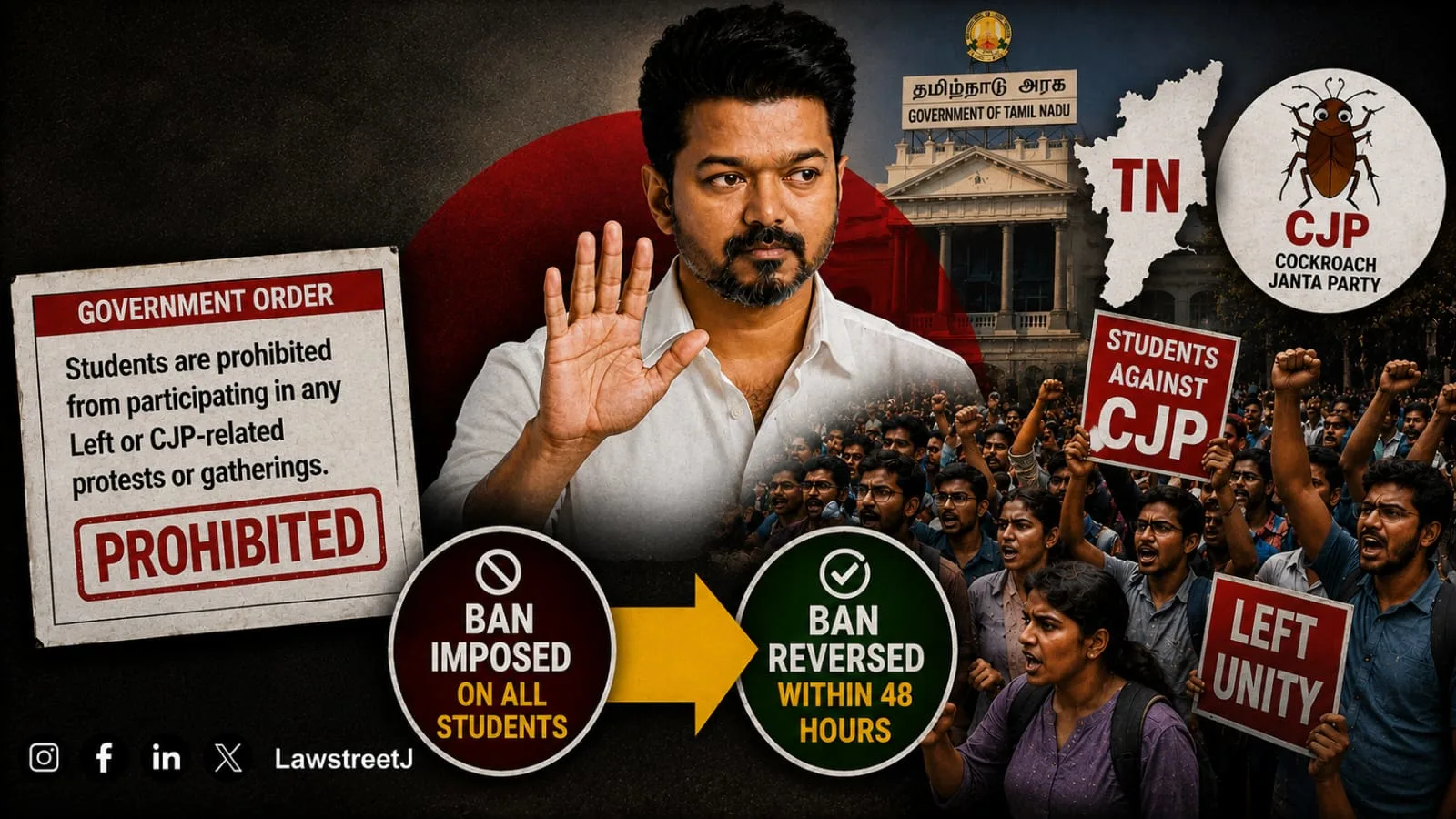Tamil Nadu's Vijay Government Bars Students From Left and CJP Protests, Then Reverses Within 48 Hours