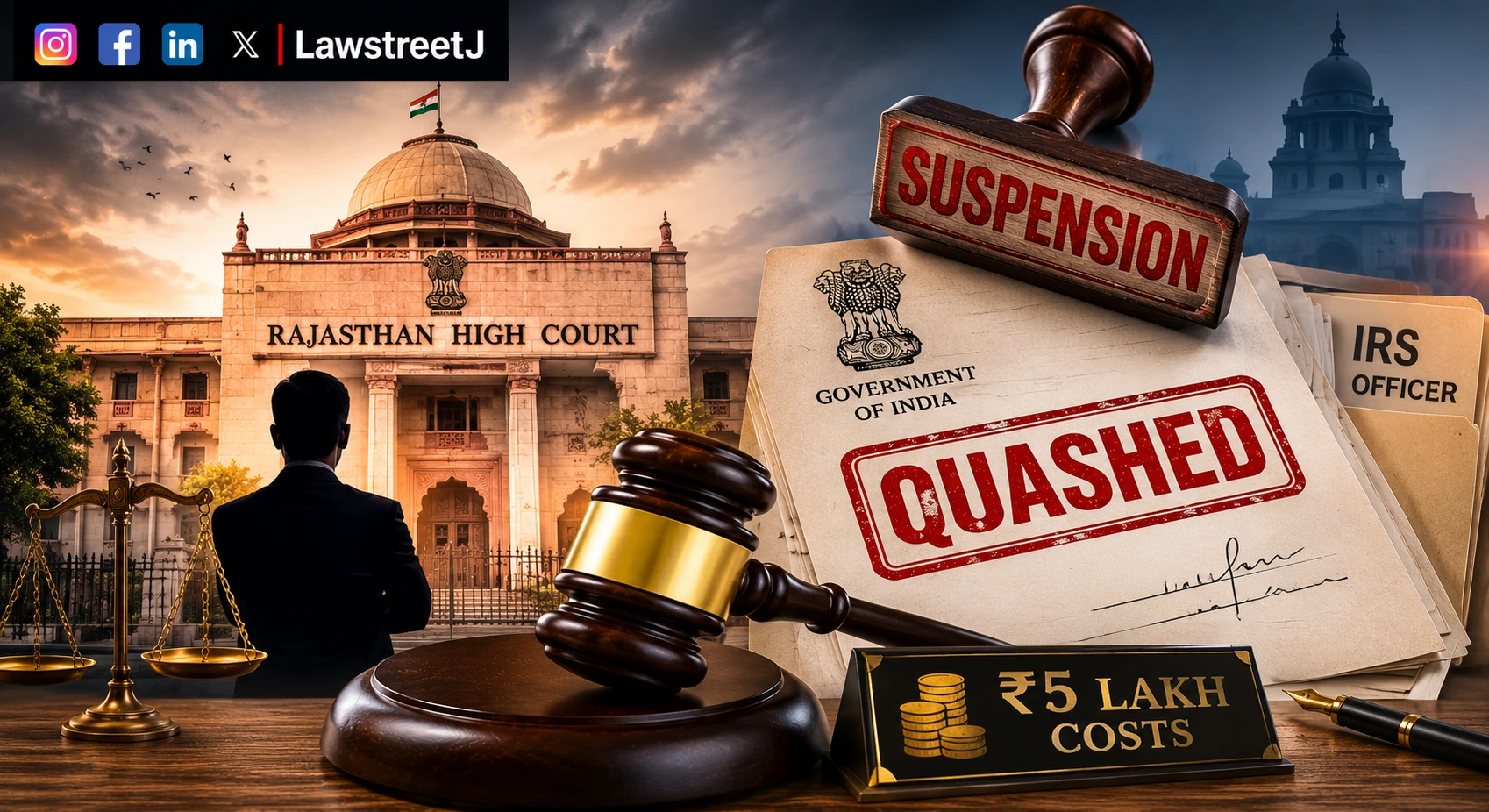 Rajasthan HC Quashes IRS Officer's Suspension Extension, Imposes ₹5 Lakh Costs [Read Judgment]
