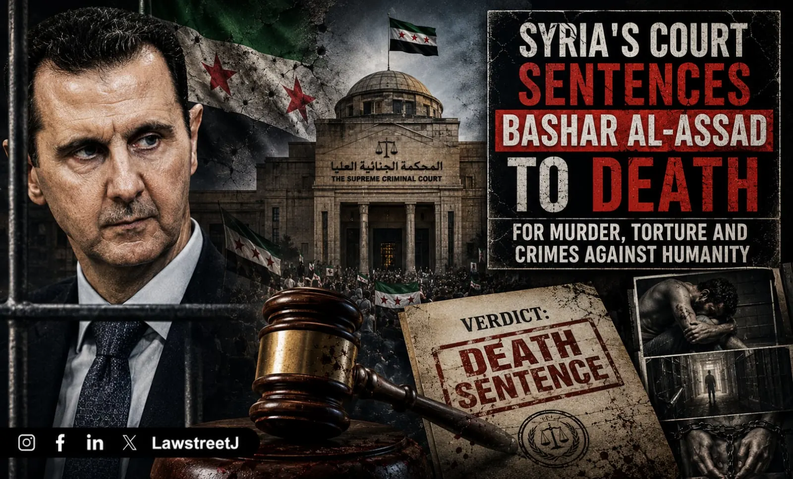 Syria's Court Sentences Bashar al-Assad to Death for Murder, Torture and Crimes Against Humanity