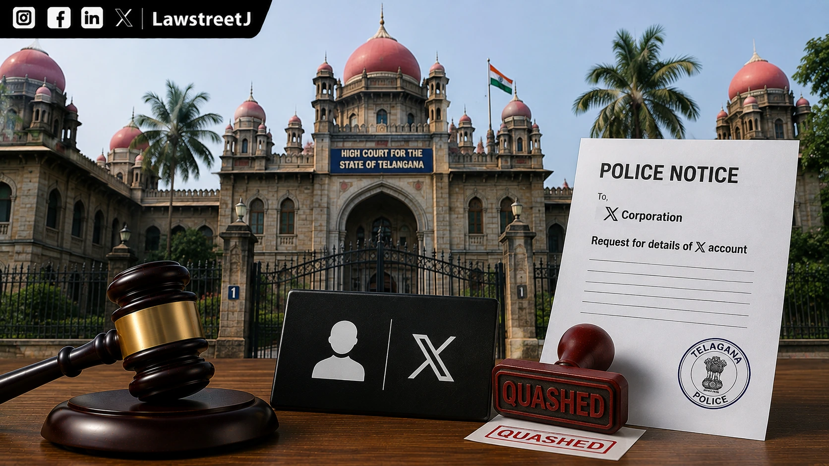 Telangana HC Quashes X User-Data Notice, Finds No Reference to Petitioner in FIR [Read Order]
