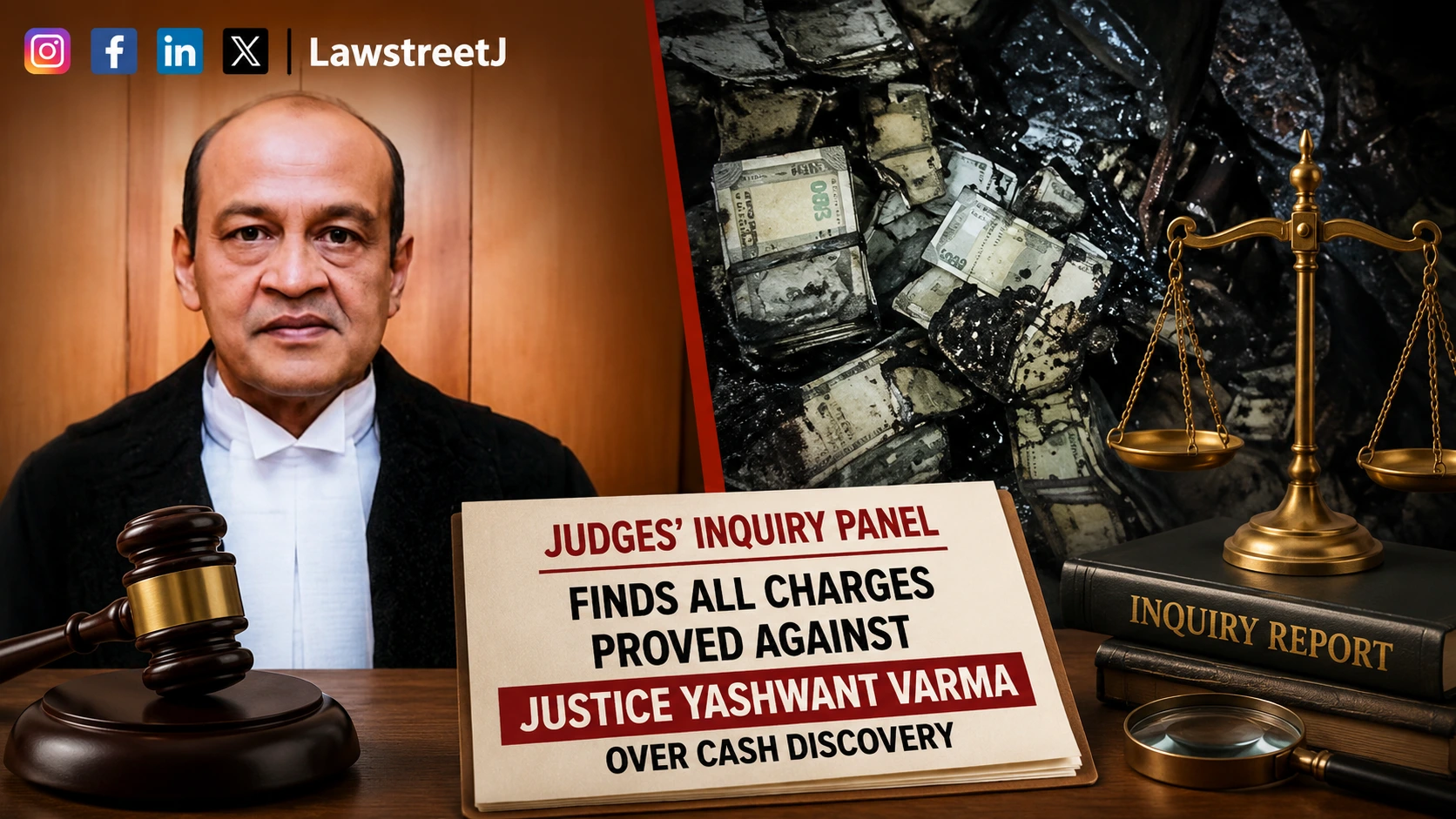 Judges' Inquiry Panel Finds All Charges Proved Against Justice Yashwant Varma Over Cash Discovery [Read Report]