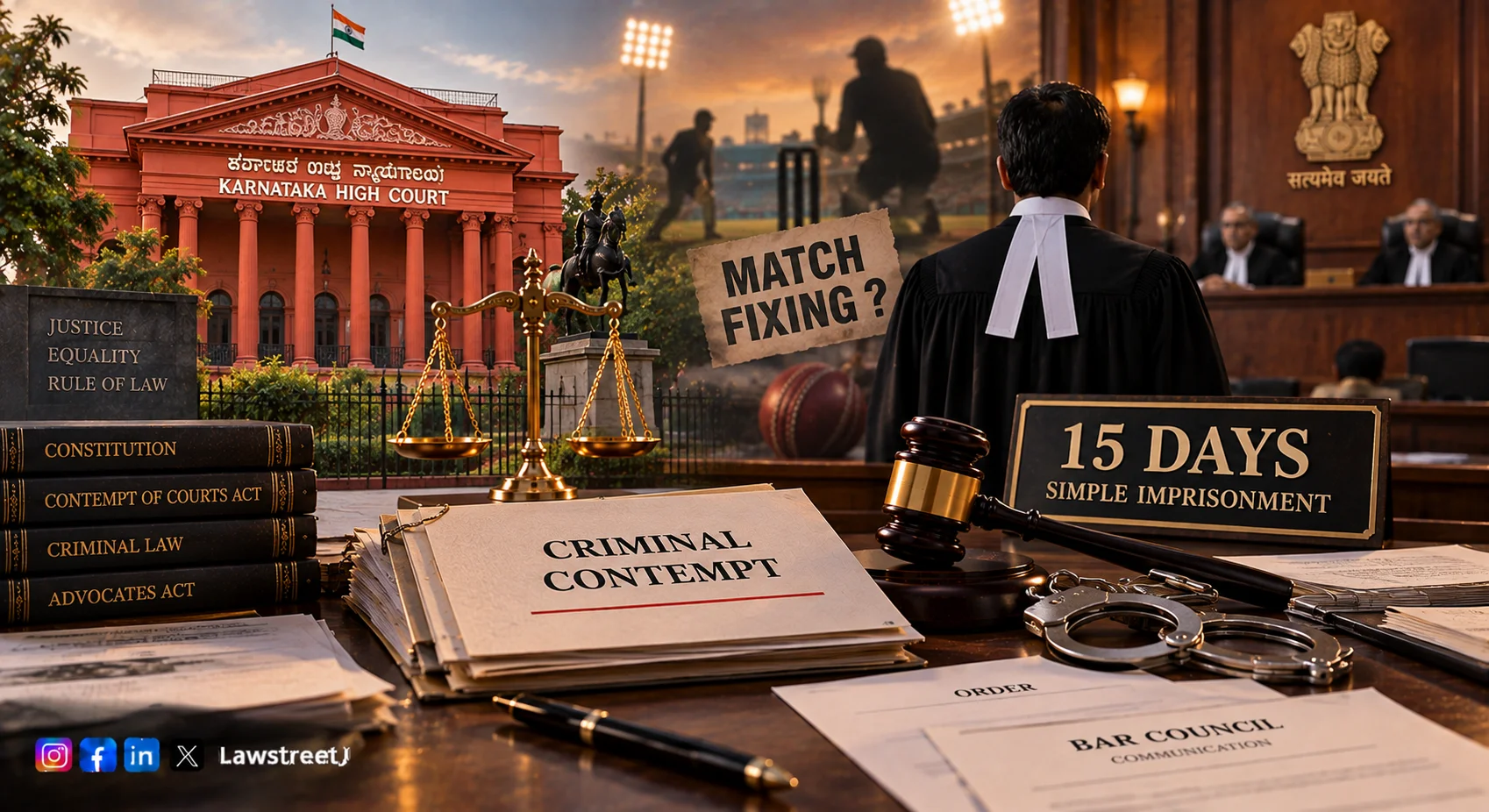 Karnataka HC Sentences Advocate To 15 Days’ Jail For ‘Match Fixing’ Remark [Read Order]