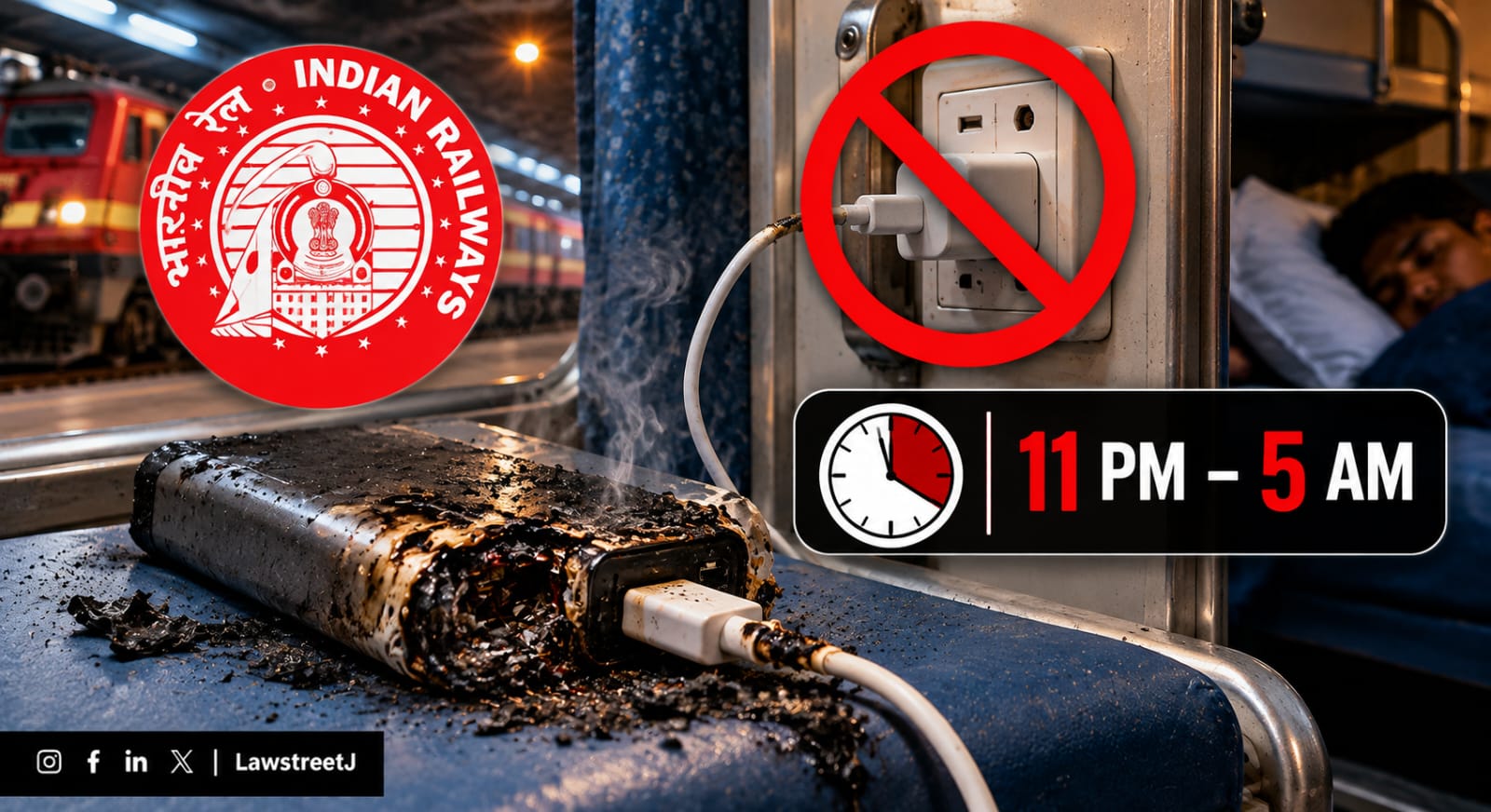 Indian Railways Orders Strict Shutdown of Charging Points Between 11 PM and 5 AM After Power Bank Explosion