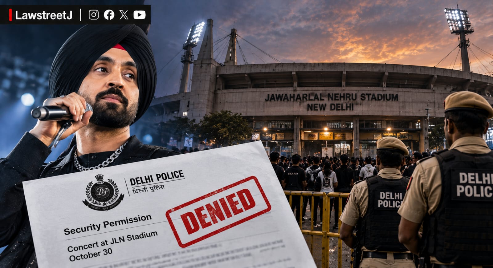 Delhi Police Denies Security Permission for Diljit Dosanjh's October 30 Concert at JLN Stadium